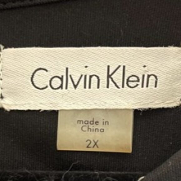 Calvin Klein 2X Grey White Black Marled Scuba Contrast 1/2 -3/4 Sleeve Dress - Picture 5 of 6